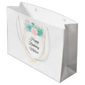 Moderne roze en groene Waterverf Groot Cadeauzakje (Achterkant Gekanteld)