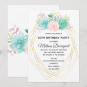 Moderne roze en groene Waterverf Kaart (Voorkant / Achterkant)