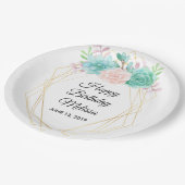 Moderne roze en groene Waterverf Papieren Bordje (Gekanteld)