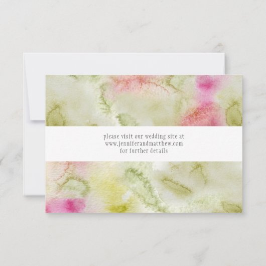 Moderne roze en groene Waterverf RSVP (Achterkant)