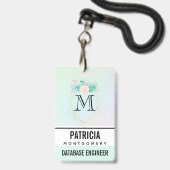 Moderne roze en groene Waterverf Succulent Badge (Voorzijde met lanyard)