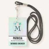 Moderne roze en groene Waterverf Succulent Badge (Achterkant met draagriem)