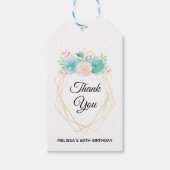 Moderne roze en groene Waterverf Succulent Cadeaulabel (Voorkant)