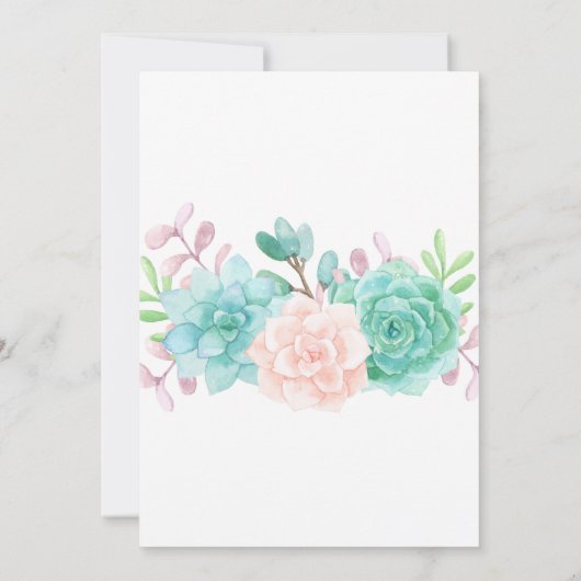 Moderne roze en groene Waterverf Succulent Kaart (Achterkant)