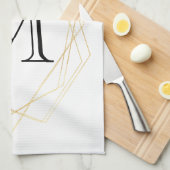 Moderne roze en groene Waterverf Succulent Monogra Theedoek (Quarter Fold)