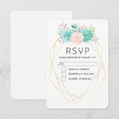 Moderne roze en groene Waterverf Succulent RSVP Kaartje (Voorkant / Achterkant)