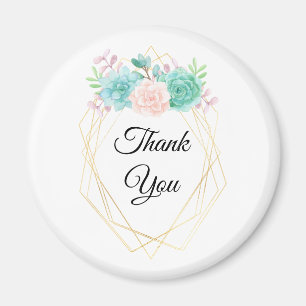 Moderne roze en groene Waterverf Succulente Bedank Magneet