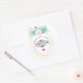 Moderne roze en groene Waterverf Succulents Kitche Ronde Sticker (Envelop)