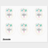 Moderne roze en groene Waterverf Succulents Kitche Ronde Sticker (Vel)