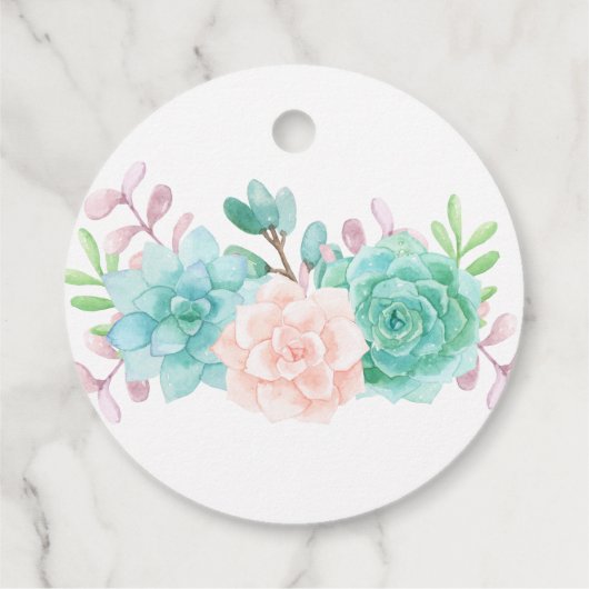 Moderne roze en groene Waterverf Succulents Weddin Bedankjes Labels (Achterkant)