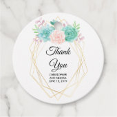 Moderne roze en groene Waterverf Succulents Weddin Bedankjes Labels (Voorkant)