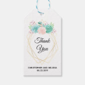 Moderne roze en groene Waterverf Succulents Weddin Cadeaulabel (Voorkant)