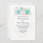 Moderne roze en groene Waterverf Succulents Weddin Kaart (Voorkant)