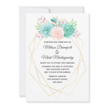 Moderne roze en groene Waterverf Succulents Weddin