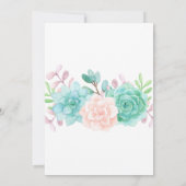 Moderne roze en groene Waterverf Succulents Weddin Kaart (Achterkant)