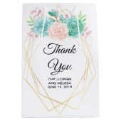 Moderne roze en groene Waterverf Succulents Weddin Medium Cadeauzakje (Voorkant)