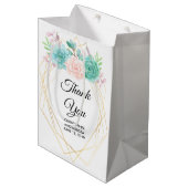 Moderne roze en groene Waterverf Succulents Weddin Medium Cadeauzakje (Voorkant Gekanteld)