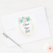 Moderne roze en groene Waterverf Succulents Weddin Ronde Sticker (Envelop)