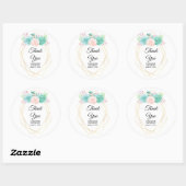 Moderne roze en groene Waterverf Succulents Weddin Ronde Sticker (Vel)