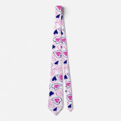 Moderne roze en marineblauw hartpatroon stropdas (Voorkant)
