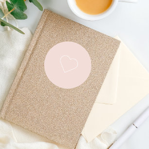 Moderne, roze en minimalistisch hart - liefdadig c ronde sticker