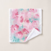 Moderne Roze en Munt Rozen van de Waterverf Bad Handdoek (Wasdoekje)