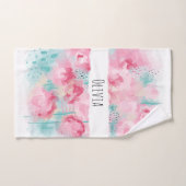Moderne Roze en Munt Rozen van de Waterverf Bad Handdoek (Handdoek)