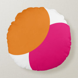 Moderne roze en Oranje Abstract Rond Kussen