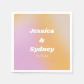 Moderne roze en Oranje Abstracte kunstbruiloft Nap Servet (Voorkant)