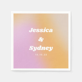 Moderne roze en Oranje Abstracte kunstbruiloft Nap Servet