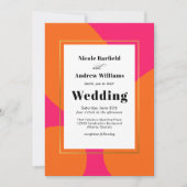 Moderne Roze en Oranje Abstracte Trouwdag Kaart (Voorkant)