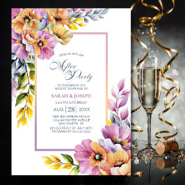 Moderne Roze en Oranje Bloemrijke Bruiloft After P Kaart