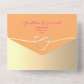 Moderne Roze en Oranje bruiloft All In One Uitnodiging (Achterkant)