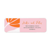 Moderne roze en oranje bruiloft etiket (Voorkant)