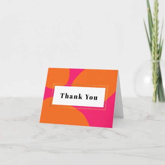 Moderne Roze en Oranje Dank Je Bedankkaart (Voorkant)
