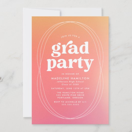 Moderne roze en Oranje gradiënt gradiënt Partij Kaart (Voorkant)