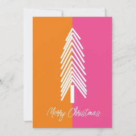 Moderne roze en oranje kerstkaart voor poppen kaart