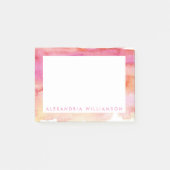 Moderne roze en Oranje Waterverf was Post-it® Notes (Voorkant)