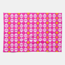 Moderne roze en oranje zon met witte zeilen theedoek