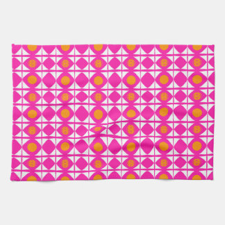 Moderne roze en oranje zon met witte zeilen theedoek