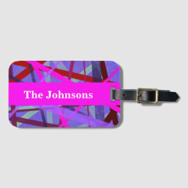 Moderne roze en Paarse grijze plaatjes Geometrisch Bagagelabel