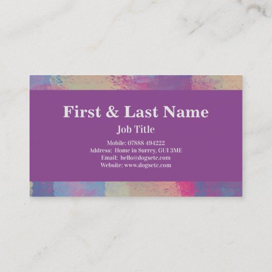 Moderne roze en Paarse patchwork Abstract ontwerp Visitekaartje (Achterkant)