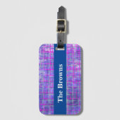 Moderne roze en Paarse rasterlijnen Abstract Bagagelabel (Voorkant (verticaal))