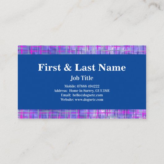 Moderne roze en Paarse rasterlijnen Abstract Visitekaartje (Achterkant)