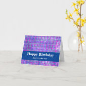 Moderne roze en Paarse rasterlijnen Abstracte bedr Kaart (Gele Bloem)