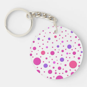 Moderne roze en paarse willekeurige cirkels sleutelhanger