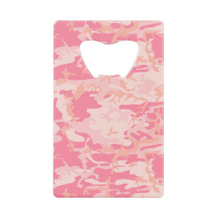 Moderne Roze en Perzik Camo Camouflage Creditkaart Flessenopener