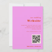 Moderne roze en rode Abstracte geometrische bruilo Kaart (Achterkant)