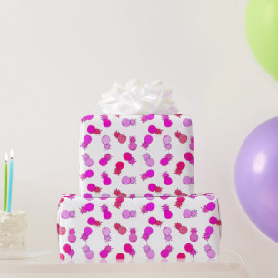 Moderne roze en rode ananassen cadeaupapier