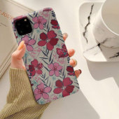 Moderne roze en rode bloemen Case-Mate iPhone case